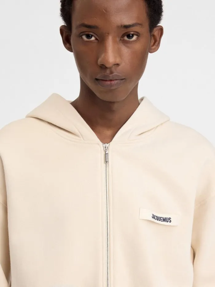 WomenMen Sweatshirts and Joggings JACQUEMUS The Gros Grain Zipped Hoodie Beige WomenMen Sweatshirts and Joggings JACQUEMUS The Gros Grain Zipped Hoodie Beige