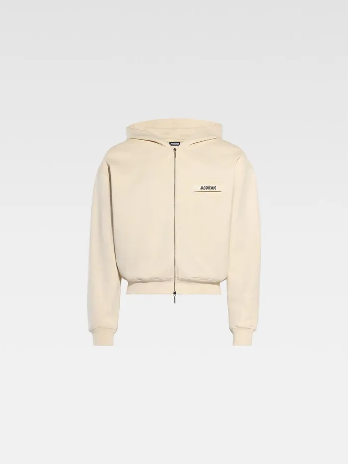 WomenMen Sweatshirts and Joggings JACQUEMUS The Gros Grain Zipped Hoodie Beige WomenMen Sweatshirts and Joggings JACQUEMUS The Gros Grain Zipped Hoodie Beige