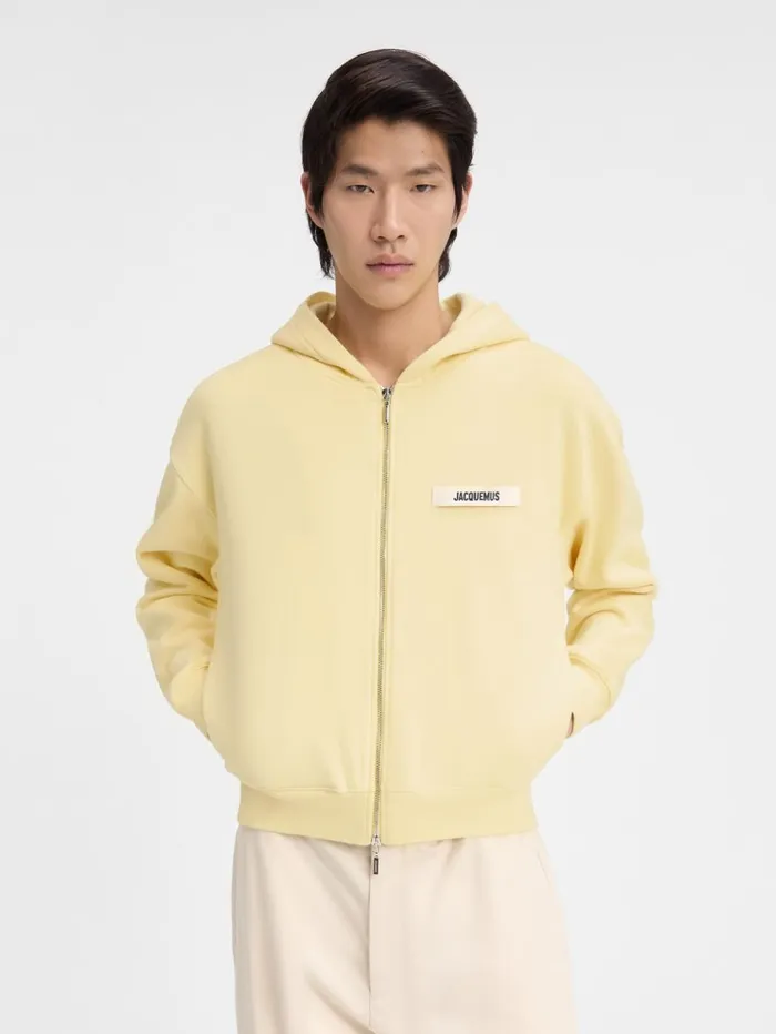 WomenMen Sweatshirts and Joggings JACQUEMUS The Gros Grain Zipped Hoodie Light Yellow