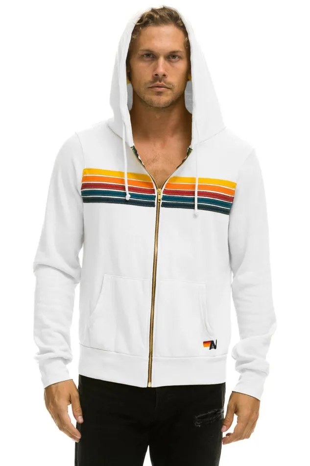 WomenMen Tops Aviator Nation 5 STRIPE HOODIE 8211 WHITE WomenMen Tops Aviator Nation 5 STRIPE HOODIE 8211 WHITE