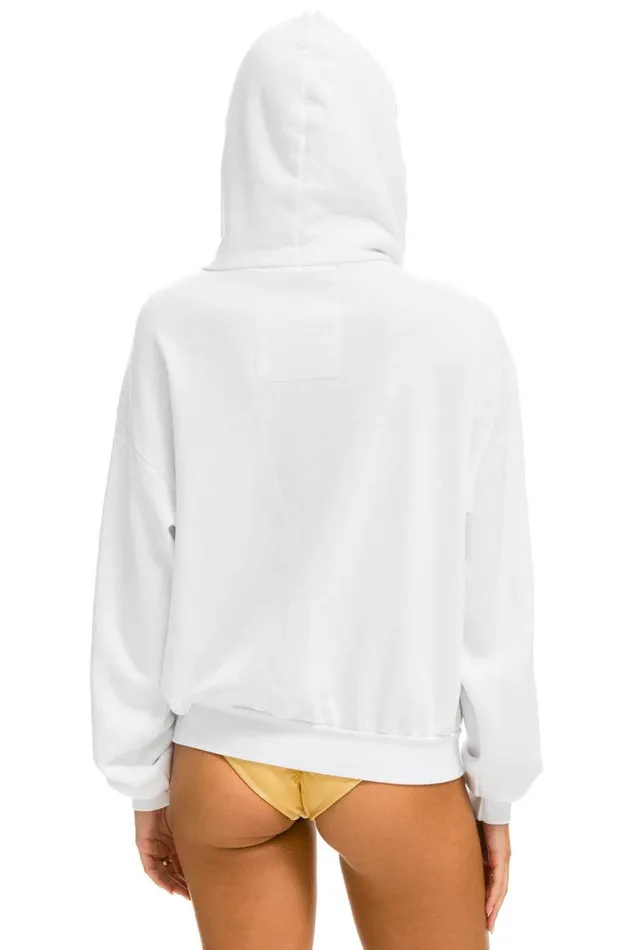 WomenMen Tops Aviator Nation 5 STRIPE RELAXED ZIP HOODIE 8211 WHITE NEON RAINBOW WomenMen Tops Aviator Nation 5 STRIPE RELAXED ZIP HOODIE 8211 WHITE NEON RAINBOW