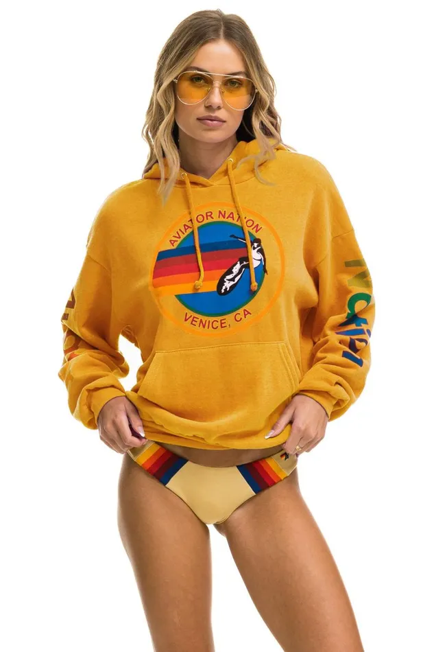 WomenMen Tops Aviator Nation AVIATOR NATION RELAXED PULLOVER HOODIE 8211 GOLD