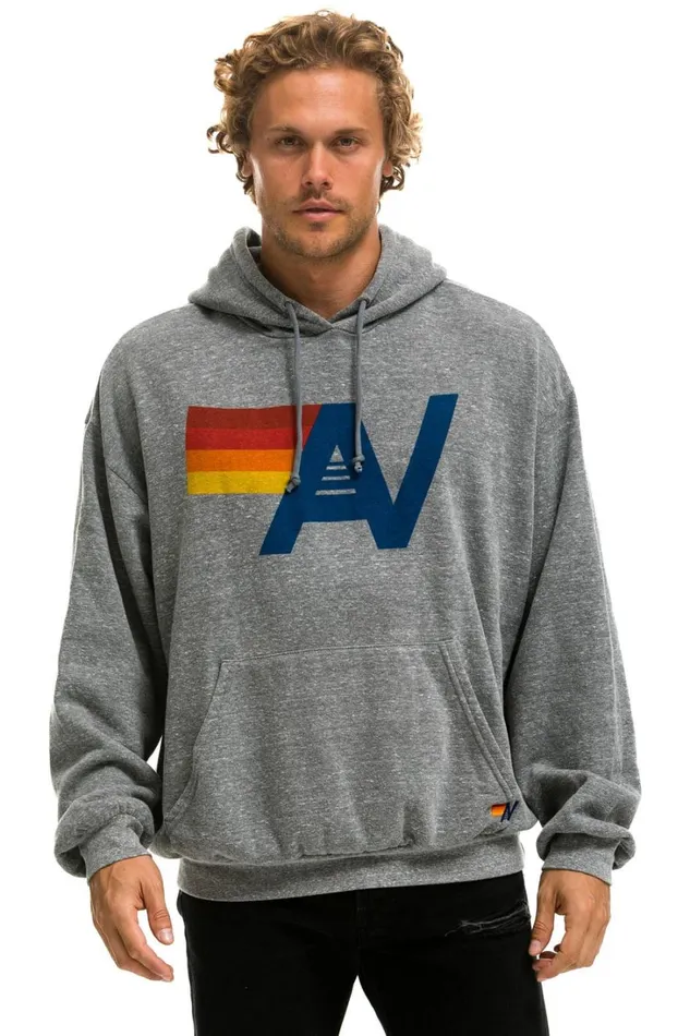 WomenMen Tops Aviator Nation LOGO PULLOVER RELAXED HOODIE 8211 HEATHER GREY
