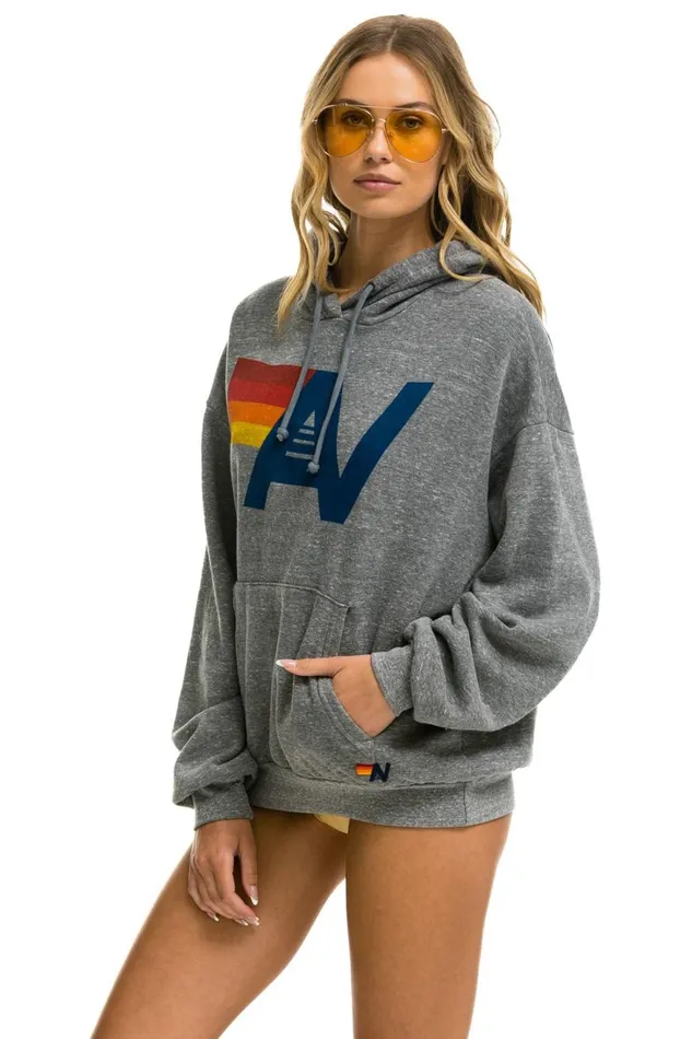 WomenMen Tops Aviator Nation LOGO PULLOVER RELAXED HOODIE 8211 HEATHER GREY