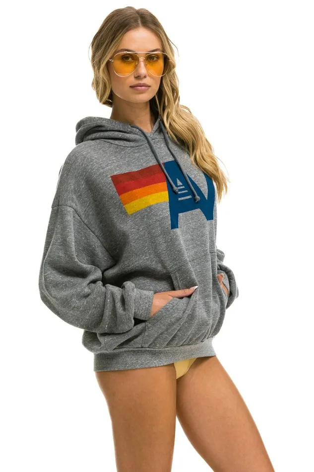 WomenMen Tops Aviator Nation LOGO PULLOVER RELAXED HOODIE 8211 HEATHER GREY