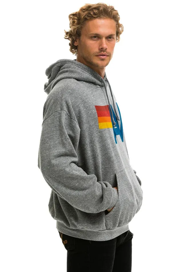 WomenMen Tops Aviator Nation LOGO PULLOVER RELAXED HOODIE 8211 HEATHER GREY