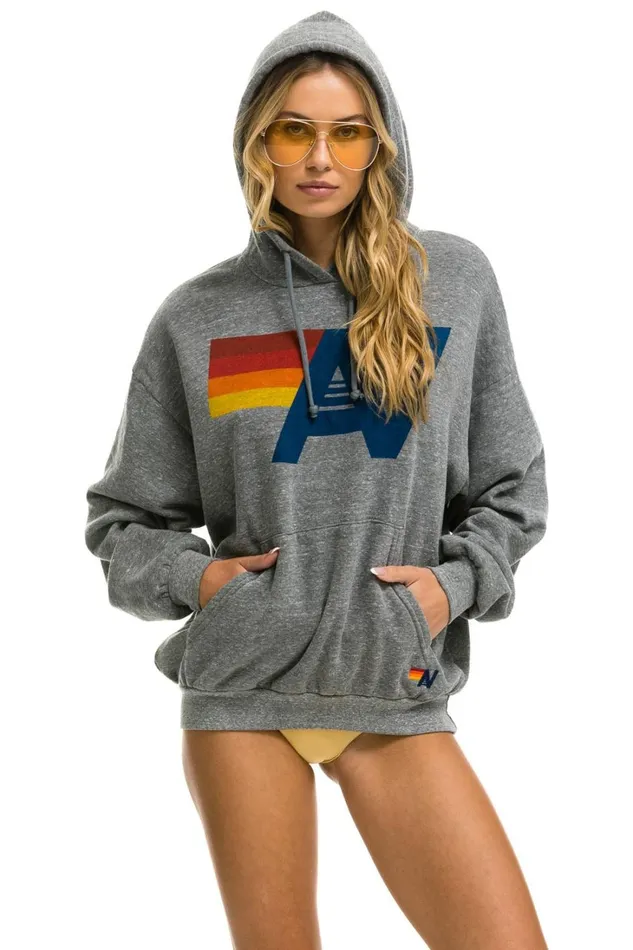 WomenMen Tops Aviator Nation LOGO PULLOVER RELAXED HOODIE 8211 HEATHER GREY