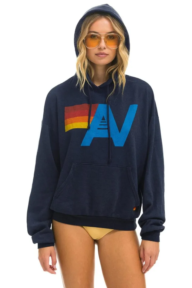 WomenMen Tops Aviator Nation LOGO PULLOVER RELAXED HOODIE 8211 NAVY