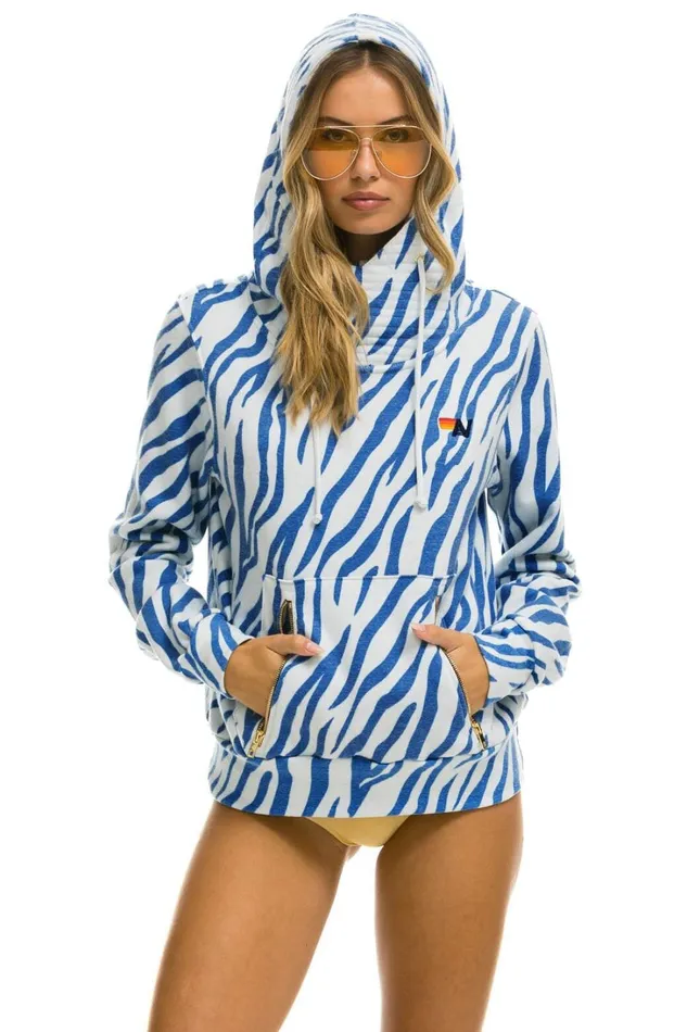 WomenMen Tops Aviator Nation NINJA PULLOVER HOODIE 8211 BLUE TIGER