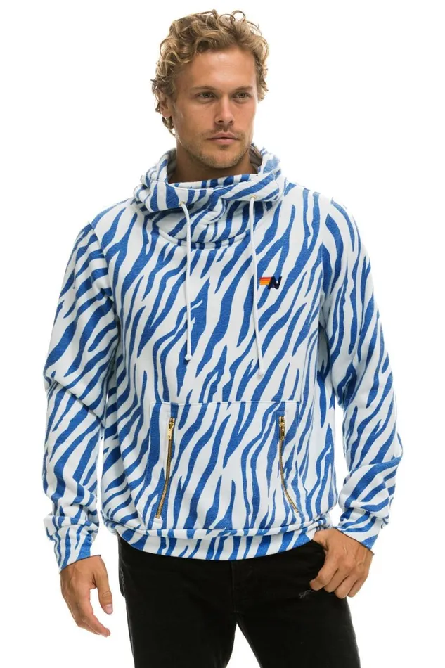 WomenMen Tops Aviator Nation NINJA PULLOVER HOODIE 8211 BLUE TIGER