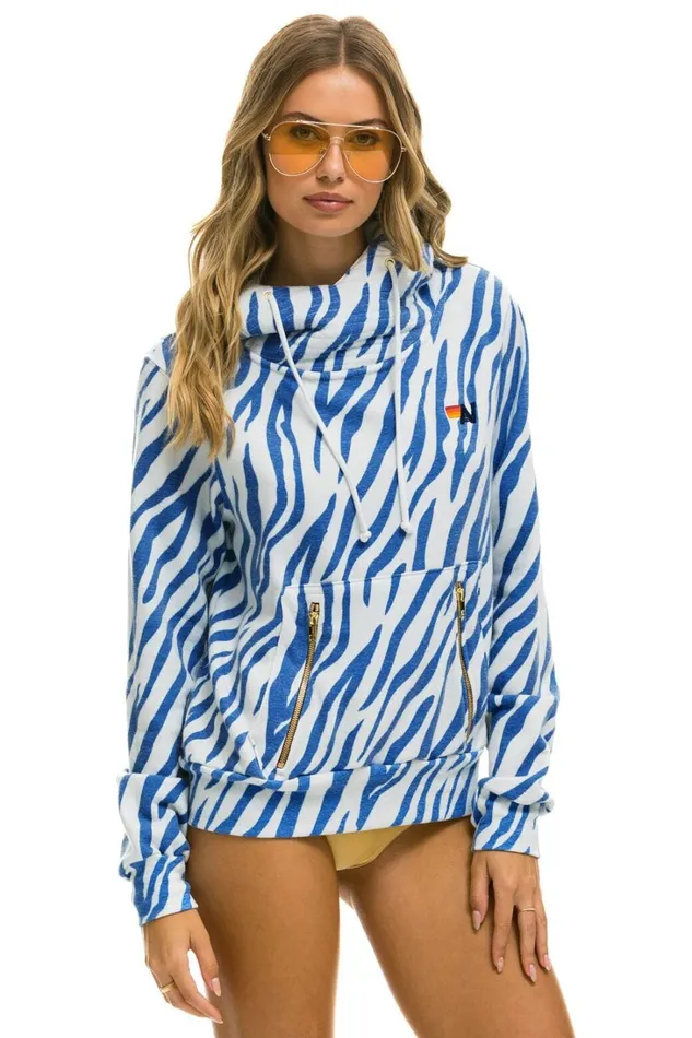 WomenMen Tops Aviator Nation NINJA PULLOVER HOODIE 8211 BLUE TIGER