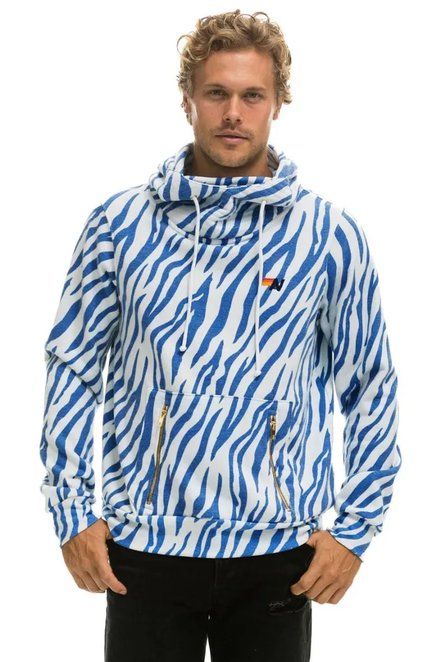 WomenMen Tops Aviator Nation NINJA PULLOVER HOODIE 8211 BLUE TIGER