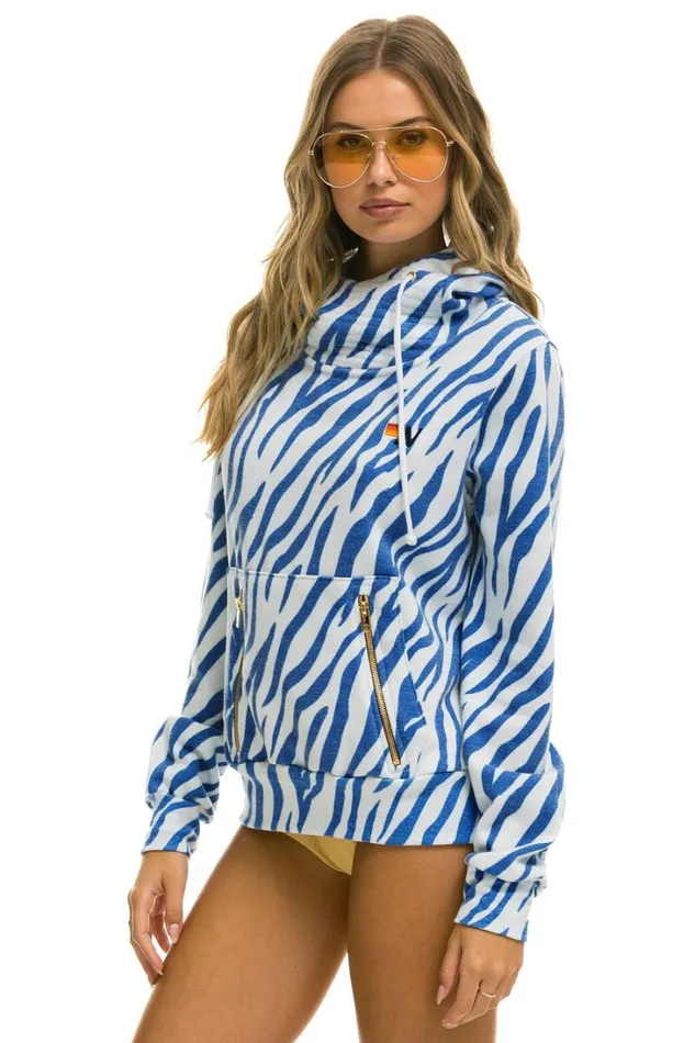 WomenMen Tops Aviator Nation NINJA PULLOVER HOODIE 8211 BLUE TIGER