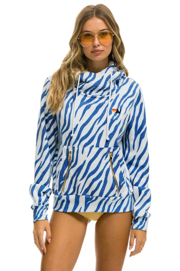 WomenMen Tops Aviator Nation NINJA PULLOVER HOODIE 8211 BLUE TIGER