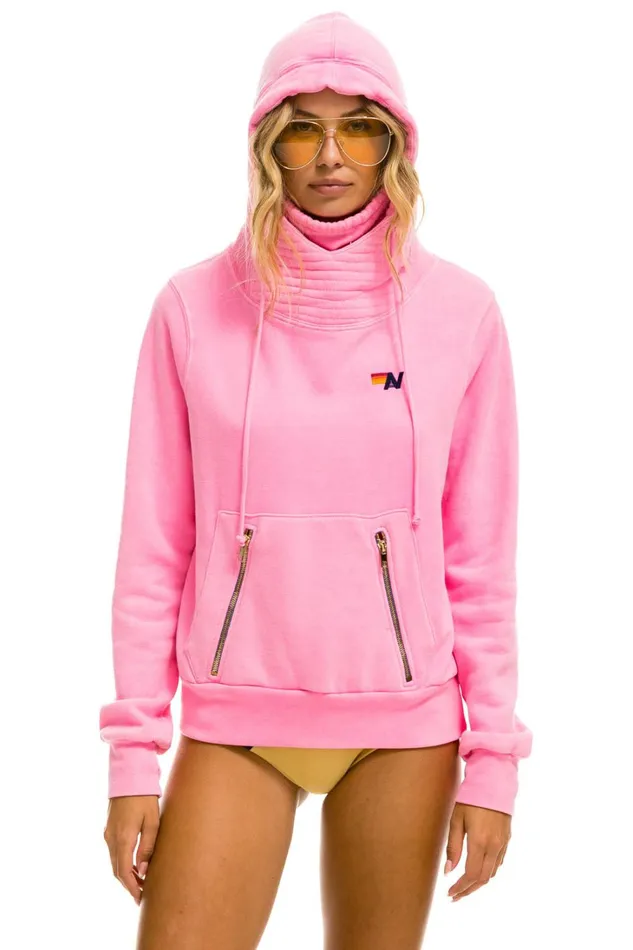 WomenMen Tops Aviator Nation NINJA PULLOVER HOODIE 8211 NEON PINK