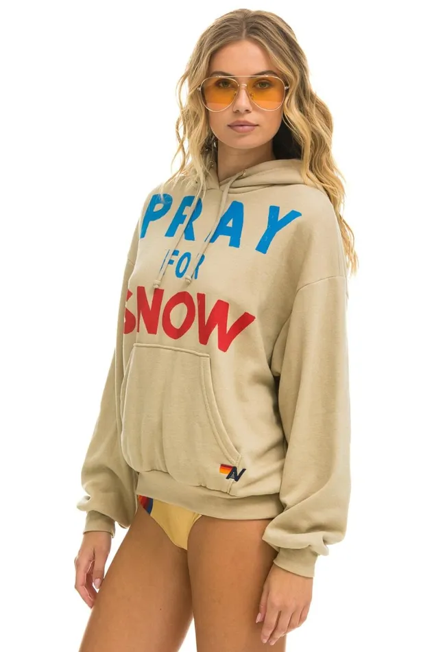 WomenMen Tops Aviator Nation PRAY FOR SNOW RELAXED PULLOVER HOODIE 8211 SAND WomenMen Tops Aviator Nation PRAY FOR SNOW RELAXED PULLOVER HOODIE 8211 SAND