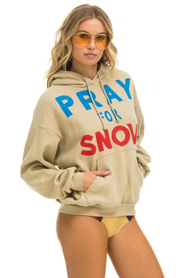 WomenMen Tops Aviator Nation PRAY FOR SNOW RELAXED PULLOVER HOODIE 8211 SAND WomenMen Tops Aviator Nation PRAY FOR SNOW RELAXED PULLOVER HOODIE 8211 SAND