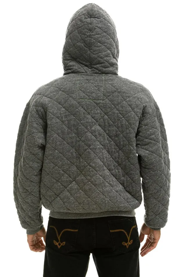 WomenMen Tops Aviator Nation QUILTED ZIP HOODIE RELAXED 8211 HEATHER GREY WomenMen Tops Aviator Nation QUILTED ZIP HOODIE RELAXED 8211 HEATHER GREY