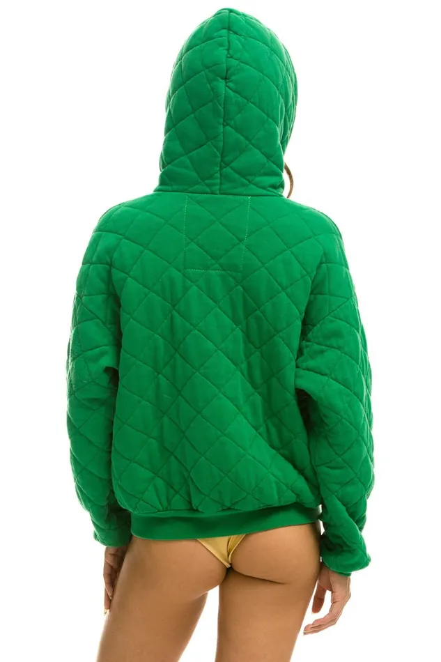 WomenMen Tops Aviator Nation QUILTED ZIP HOODIE RELAXED 8211 KELLY GREEN