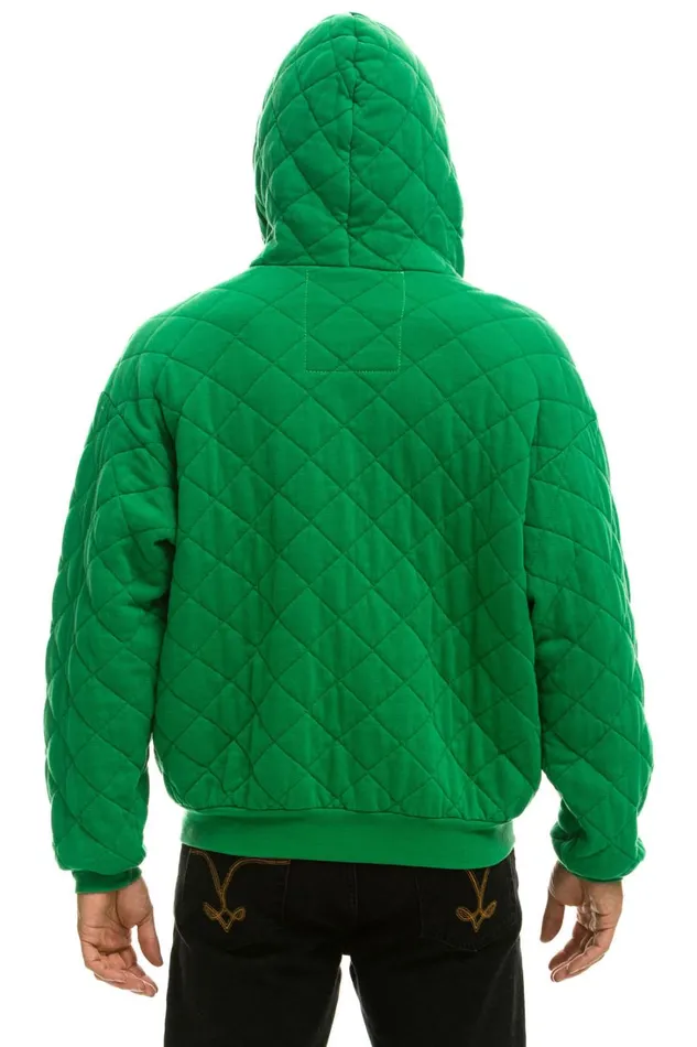 WomenMen Tops Aviator Nation QUILTED ZIP HOODIE RELAXED 8211 KELLY GREEN
