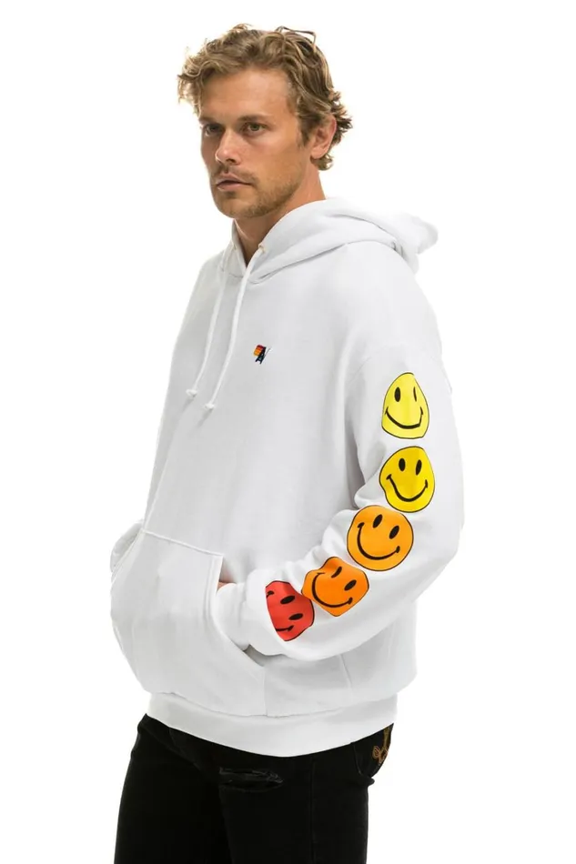 WomenMen Tops Aviator Nation SMILEY SUNSET RELAXED PULLOVER HOODIE 8211 WHITE WomenMen Tops Aviator Nation SMILEY SUNSET RELAXED PULLOVER HOODIE 8211 WHITE