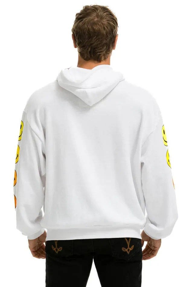 WomenMen Tops Aviator Nation SMILEY SUNSET RELAXED PULLOVER HOODIE 8211 WHITE WomenMen Tops Aviator Nation SMILEY SUNSET RELAXED PULLOVER HOODIE 8211 WHITE
