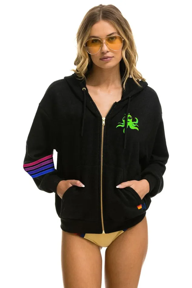 WomenMen Tops Aviator Nation WILL FERRELL 2023 RELAXED ZIP HOODIE 8211 BLACK