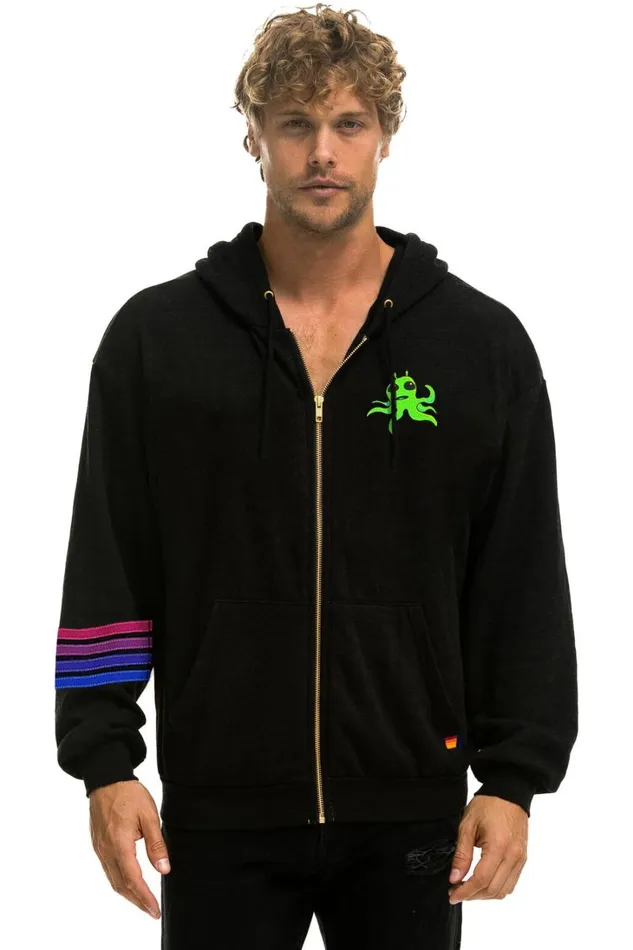 WomenMen Tops Aviator Nation WILL FERRELL 2023 RELAXED ZIP HOODIE 8211 BLACK