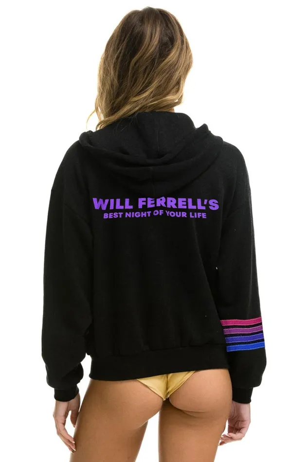 WomenMen Tops Aviator Nation WILL FERRELL 2023 RELAXED ZIP HOODIE 8211 BLACK