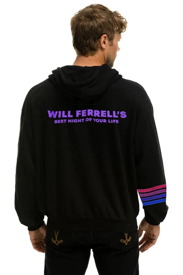 WomenMen Tops Aviator Nation WILL FERRELL 2023 RELAXED ZIP HOODIE 8211 BLACK
