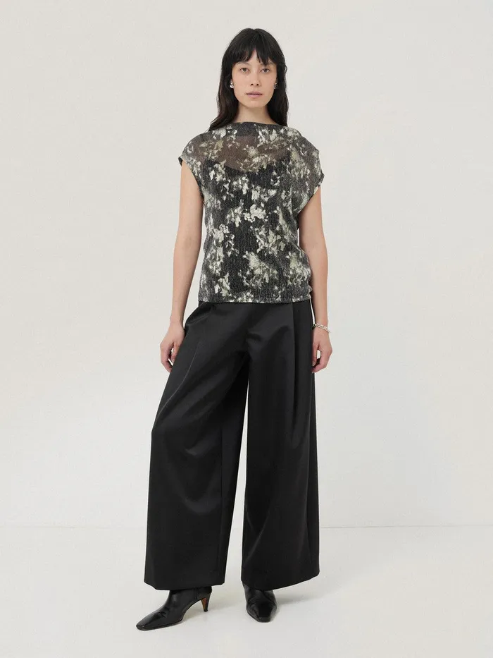 Women Metallic Asymmetric Top Gold Jigsaw Party