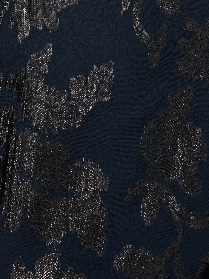 Women Metallic Jacquard Top Navy Jigsaw Party