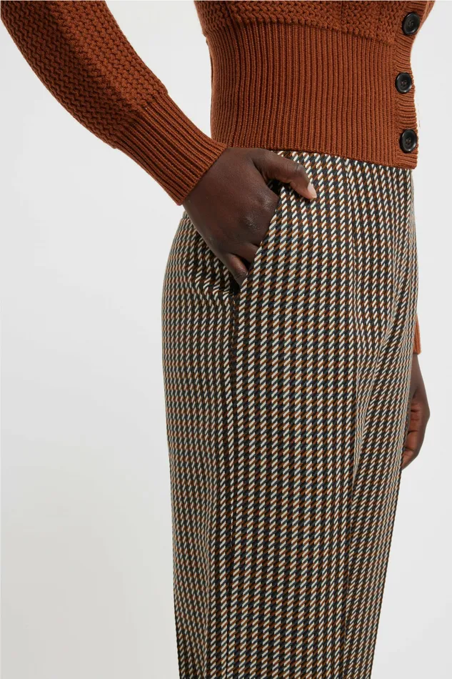 Women Miggy Trousers In Tan and Ivory Merino Shetland Trousers Emilia Wickstead Women Miggy Trousers In Tan and Ivory Merino Shetland Trousers Emilia Wickstead