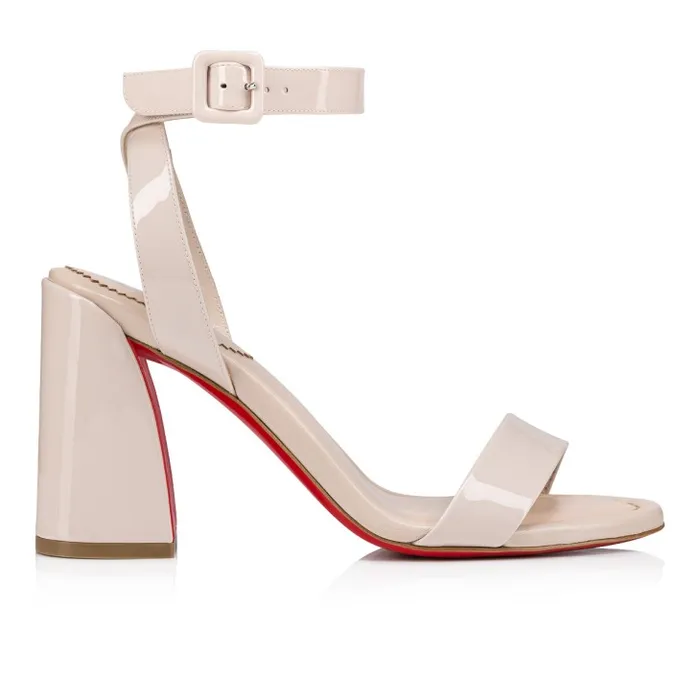Women Miss Sabina 85 Mm Strappy Sandals 8211 Patent Calf Leather 8211 Leche Christian Louboutin Sandals and Slides