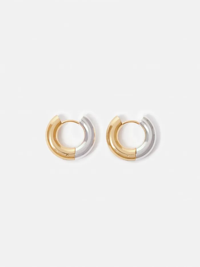 Women Mixed Metal Hoop Earring Multi Jigsaw Jewellery
