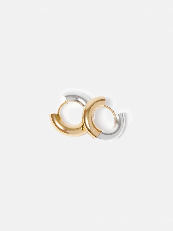 Women Mixed Metal Hoop Earring Multi Jigsaw Jewellery
