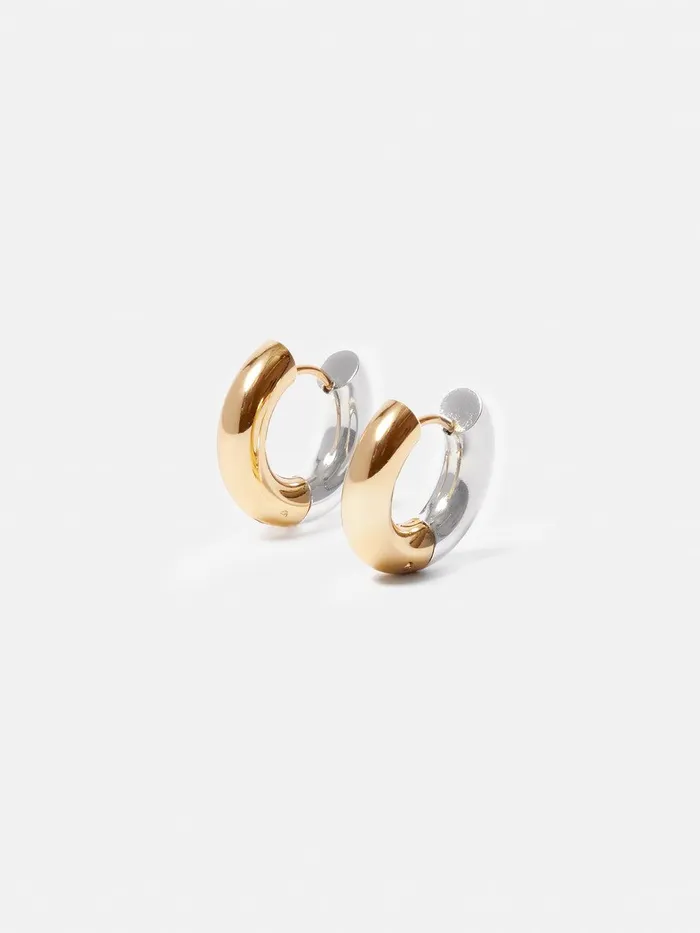 Women Mixed Metal Hoop Earring Multi Jigsaw Jewellery