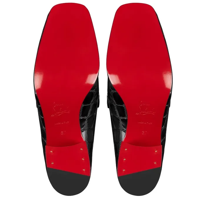Women MJ Moc 50 Mm Loafers 8211 Alligator Embossed Calf Leather 8211 Black Christian Louboutin Flats and Loafers