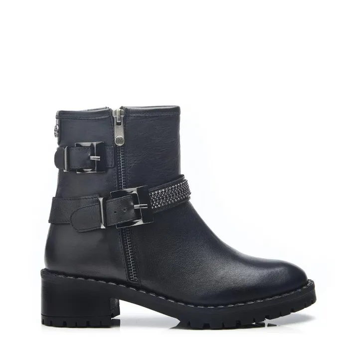 Women Moda In Pelle Black Boots Cataner Black Leather