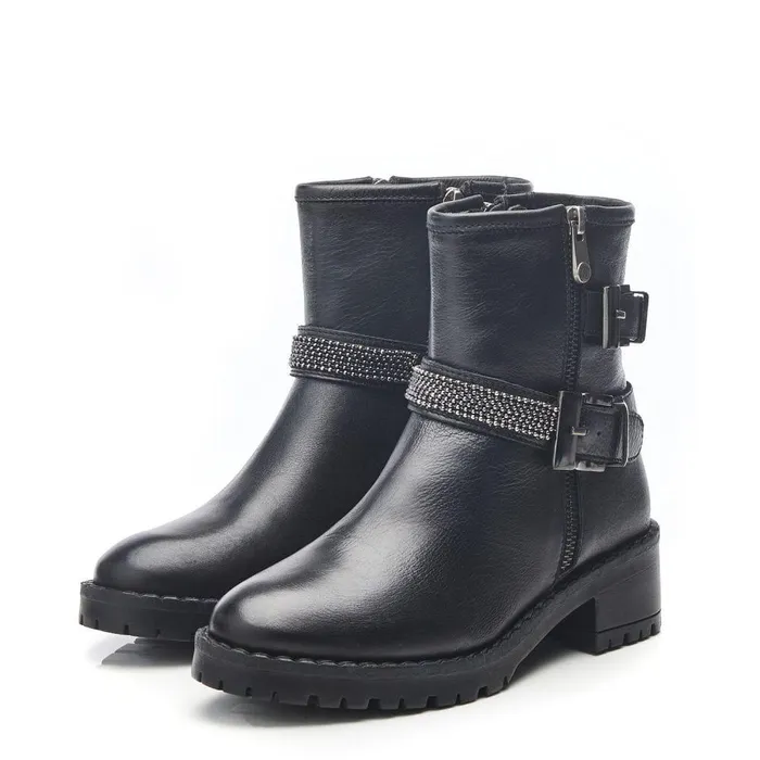 Women Moda In Pelle Black Boots Cataner Black Leather
