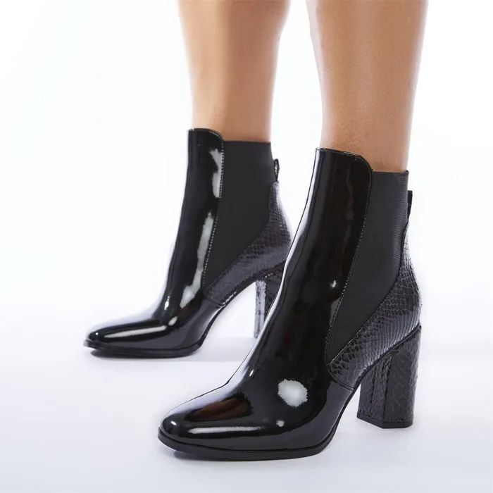 Women Moda In Pelle Black Boots Katiee Black Patent