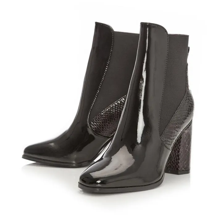 Women Moda In Pelle Black Boots Katiee Black Patent