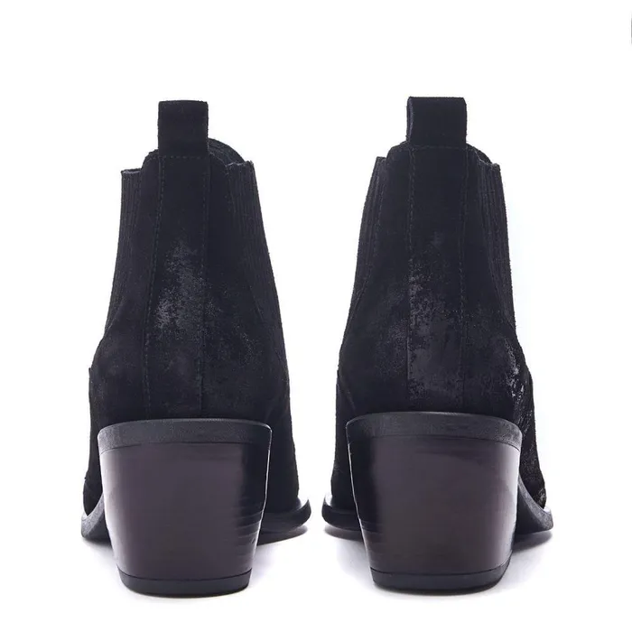 Women Moda In Pelle Black Boots Shoon Sh Alto Black Suede