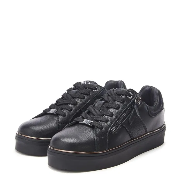 Women Moda In Pelle Black Trainers Bacary Jet Black Porvair