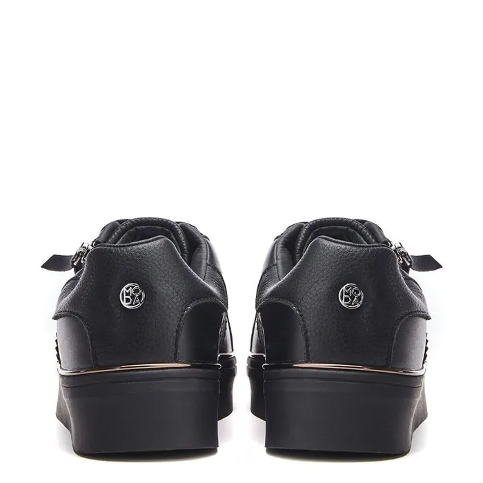 Women Moda In Pelle Black Trainers Bacary Jet Black Porvair