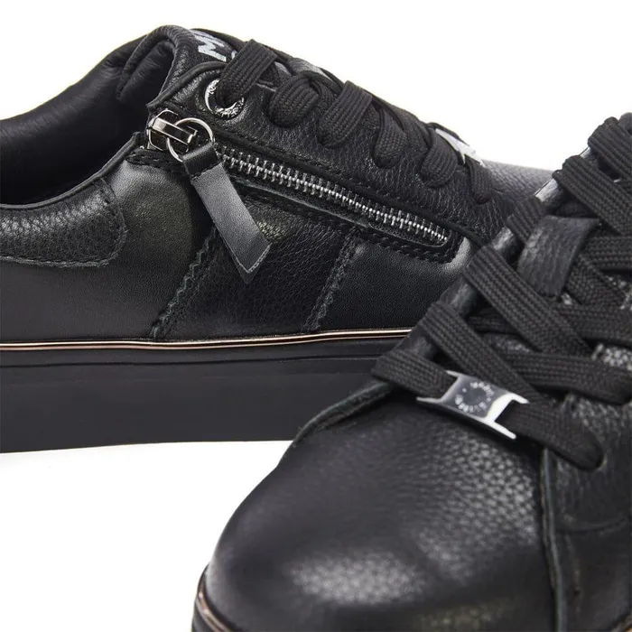 Women Moda In Pelle Black Trainers Bacary Jet Black Porvair