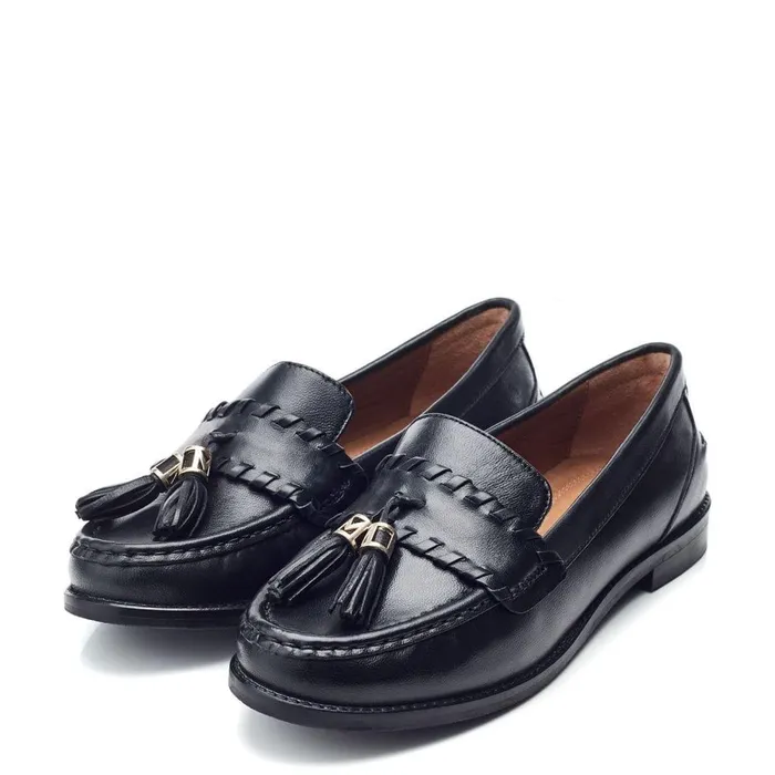 Women Moda In Pelle Brogues And Loafers Espelette Black Leather