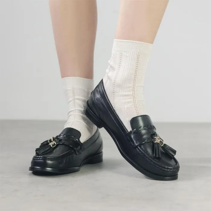 Women Moda In Pelle Brogues And Loafers Espelette Black Leather
