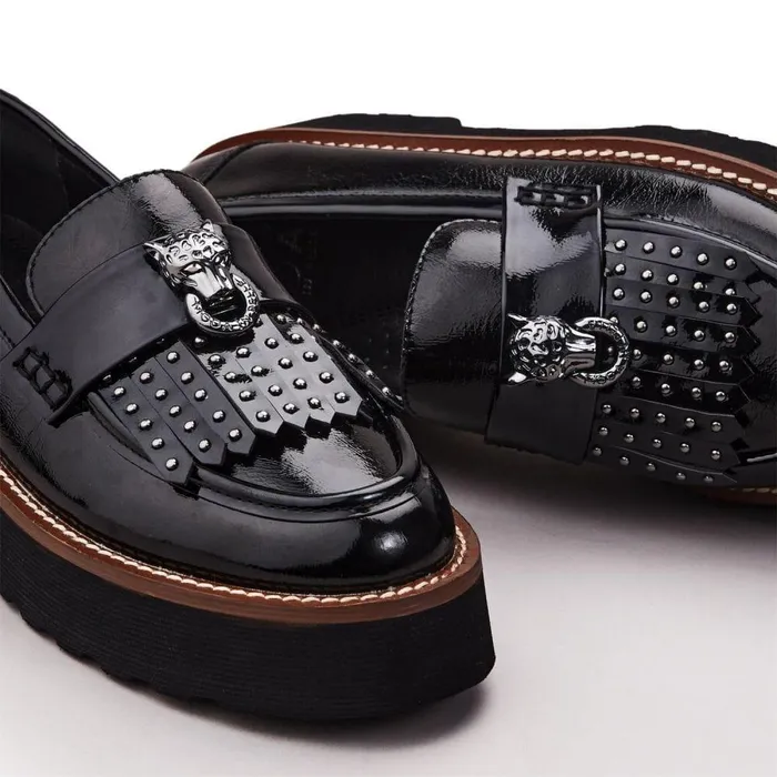 Women Moda In Pelle Brogues And Loafers Evaleah Black Leather