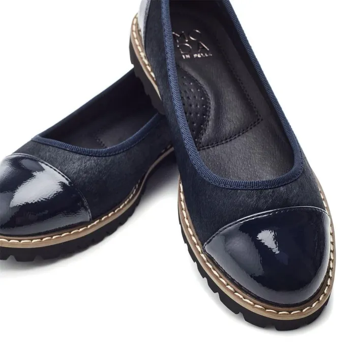 Women Moda In Pelle Casual Shoes Egleton Navy Pony Hair